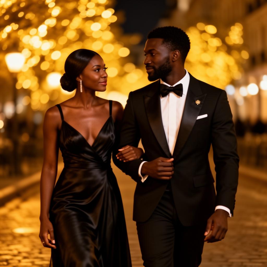 Elegant couple walking together